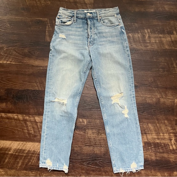 MOTHER Denim - Mother Denim the Tomcat distressed lighter wash “the confession” jeans 27